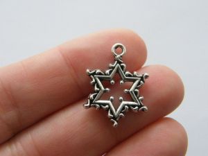 10 Star charms antique silver tone S13