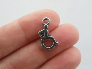 4 Wheelchair charms antique silver tone MD55