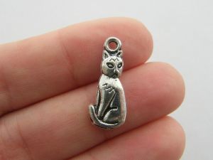 8 Cat charms antique silver tone A842