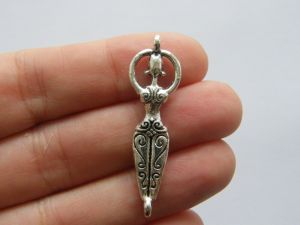 4 Lady goddess connector charms antique silver tone P56