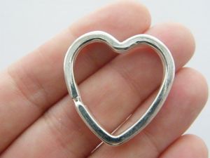 BULK 10 Heart key ring 31 x 31mm silver plated FS58