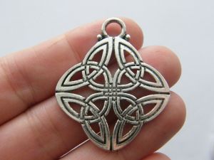 2 Celtic knot charms antique silver tone R93